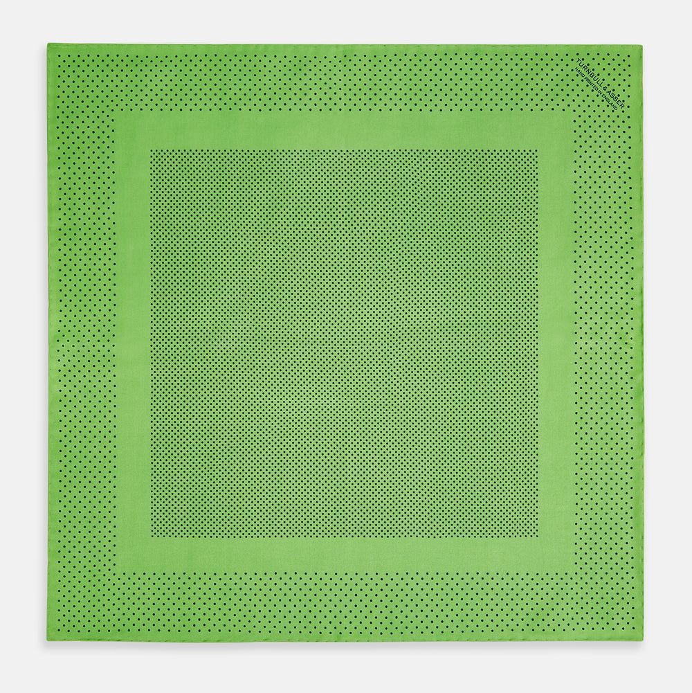 Fern Green Dot Silk Pocket Square