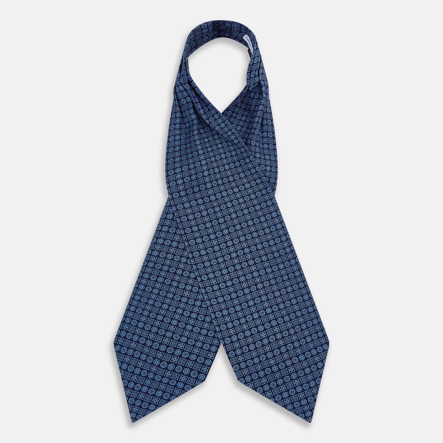 View 2 of product Dark Navy Floral Tile Pattern Printed Silk Cravat
