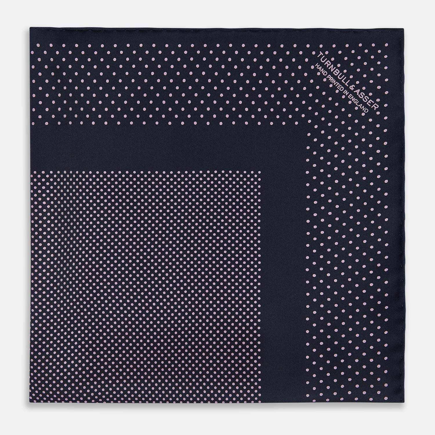 View 4 of product Navy and Lilac Dot Silk Pocket Square