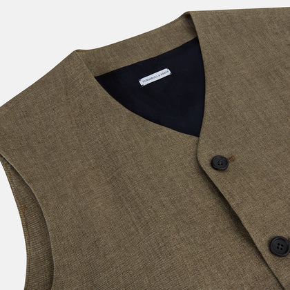 Olive Linen Twill Waistcoat