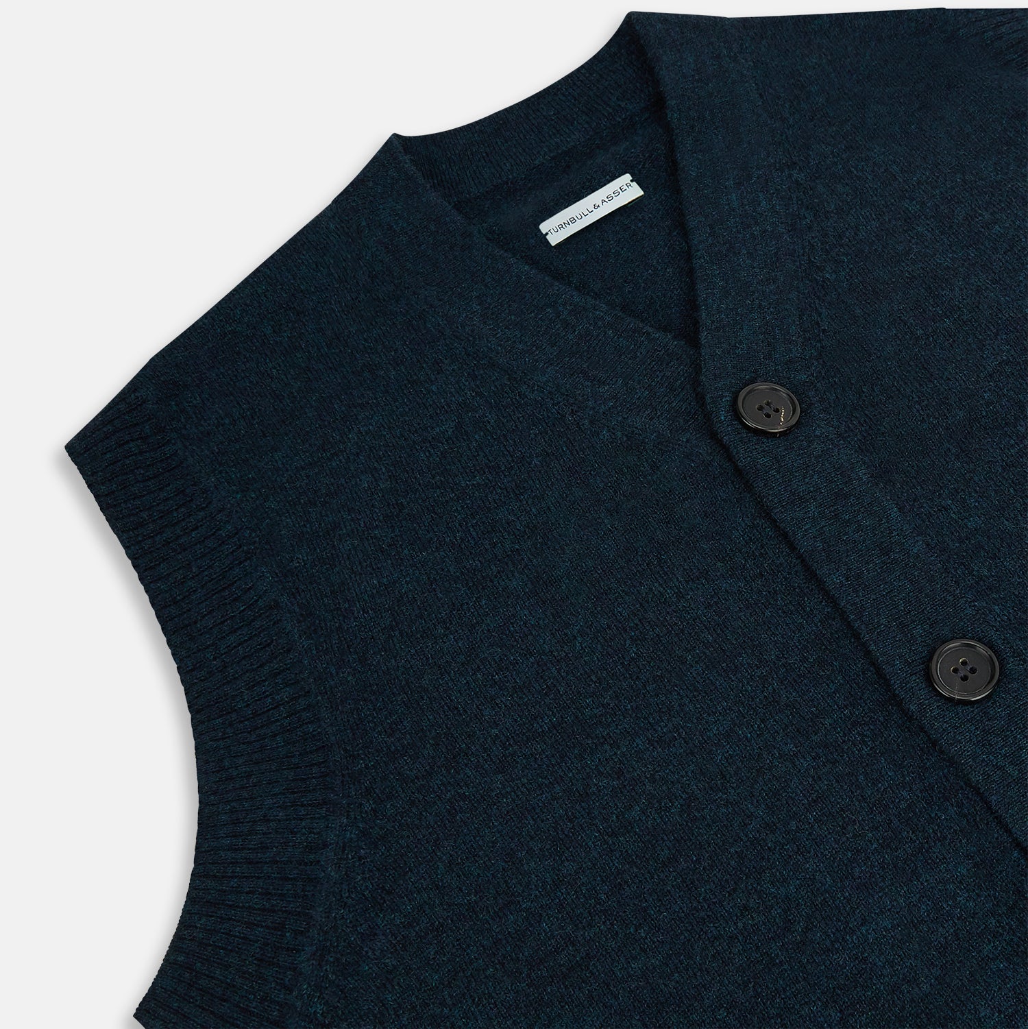 View 2 of product Dark Green Melange Cashmere Sleeveless Cardigan
