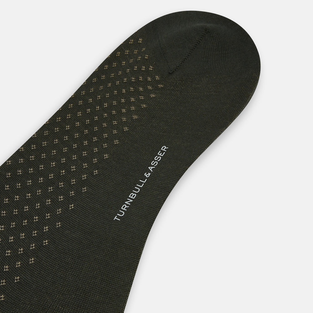Forest Green Motif Long Socks