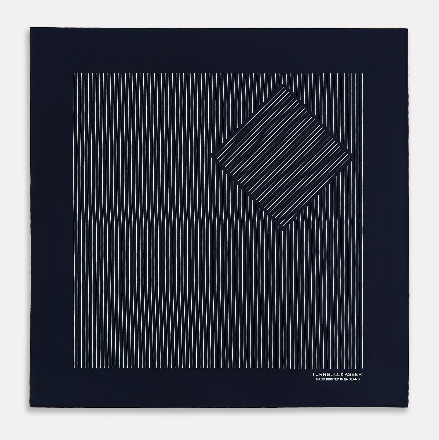 View 3 of product Navy and White Stripe Silk Pocket Square