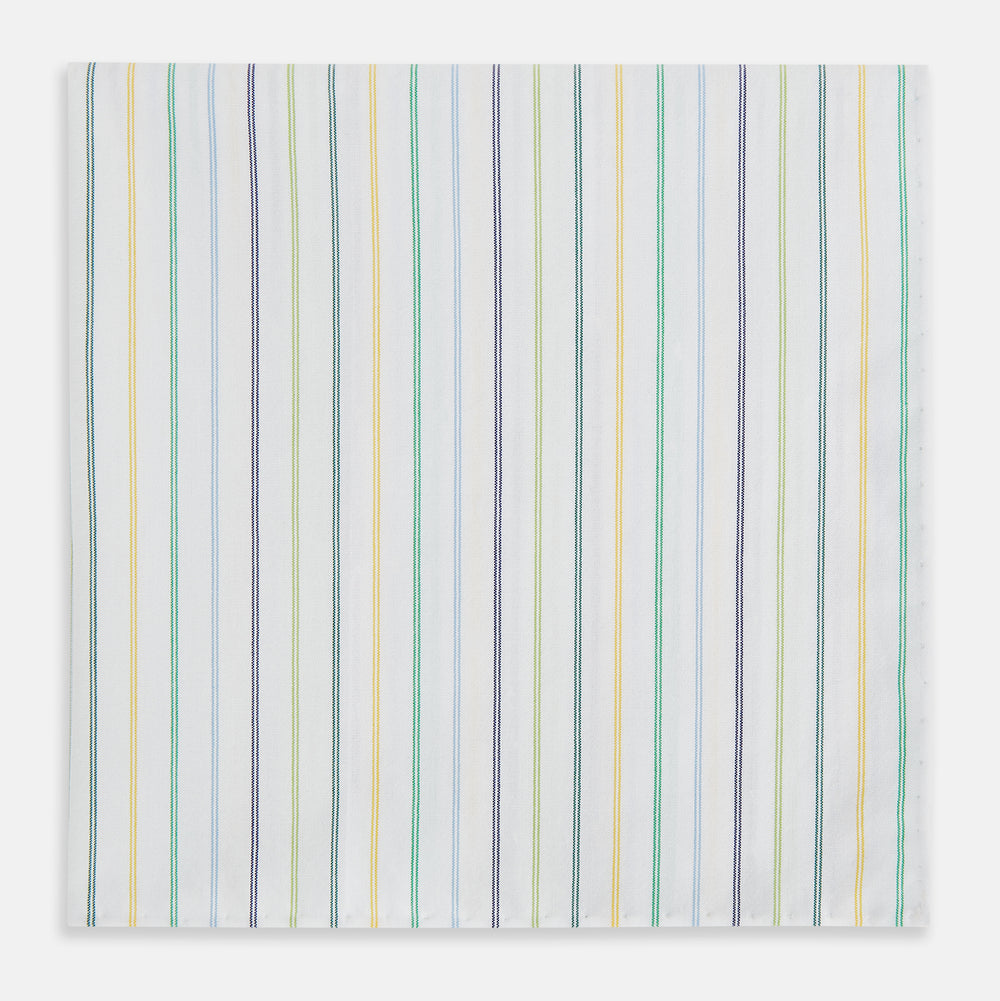 Yellow Multi Double Pinstripe Hand-Rolled Handkerchief