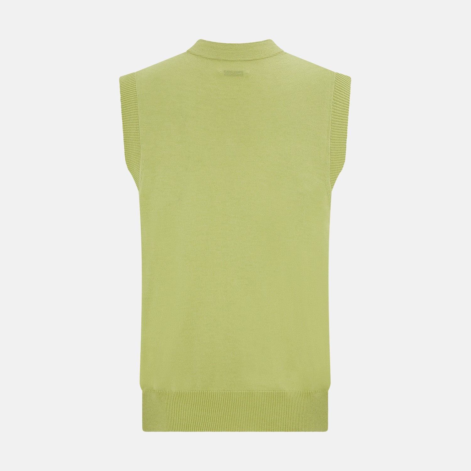 View 3 of product Melon Green Fine Merino V-Neck Sleeveless Cardigan
