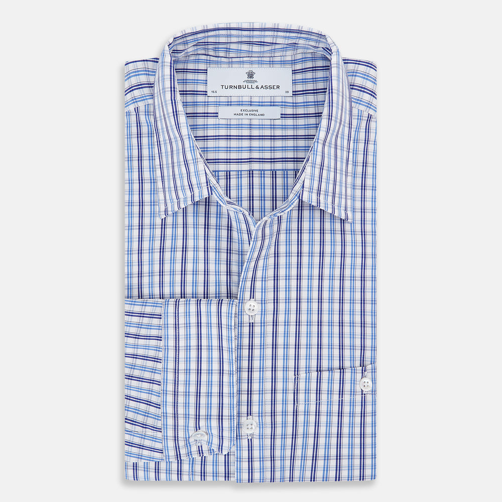 Blue and Navy Multi Check Piccadilly Shirt