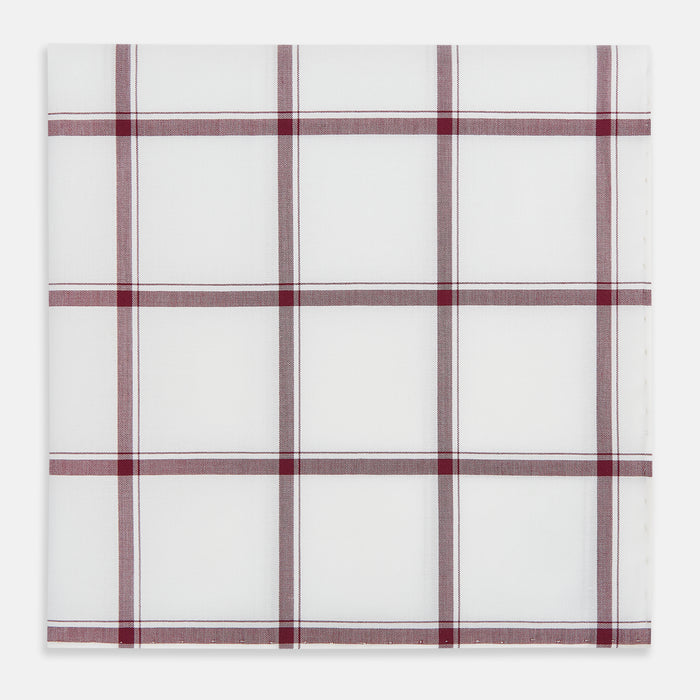 Burgundy Grid Check Hand-Rolled Handkerchief