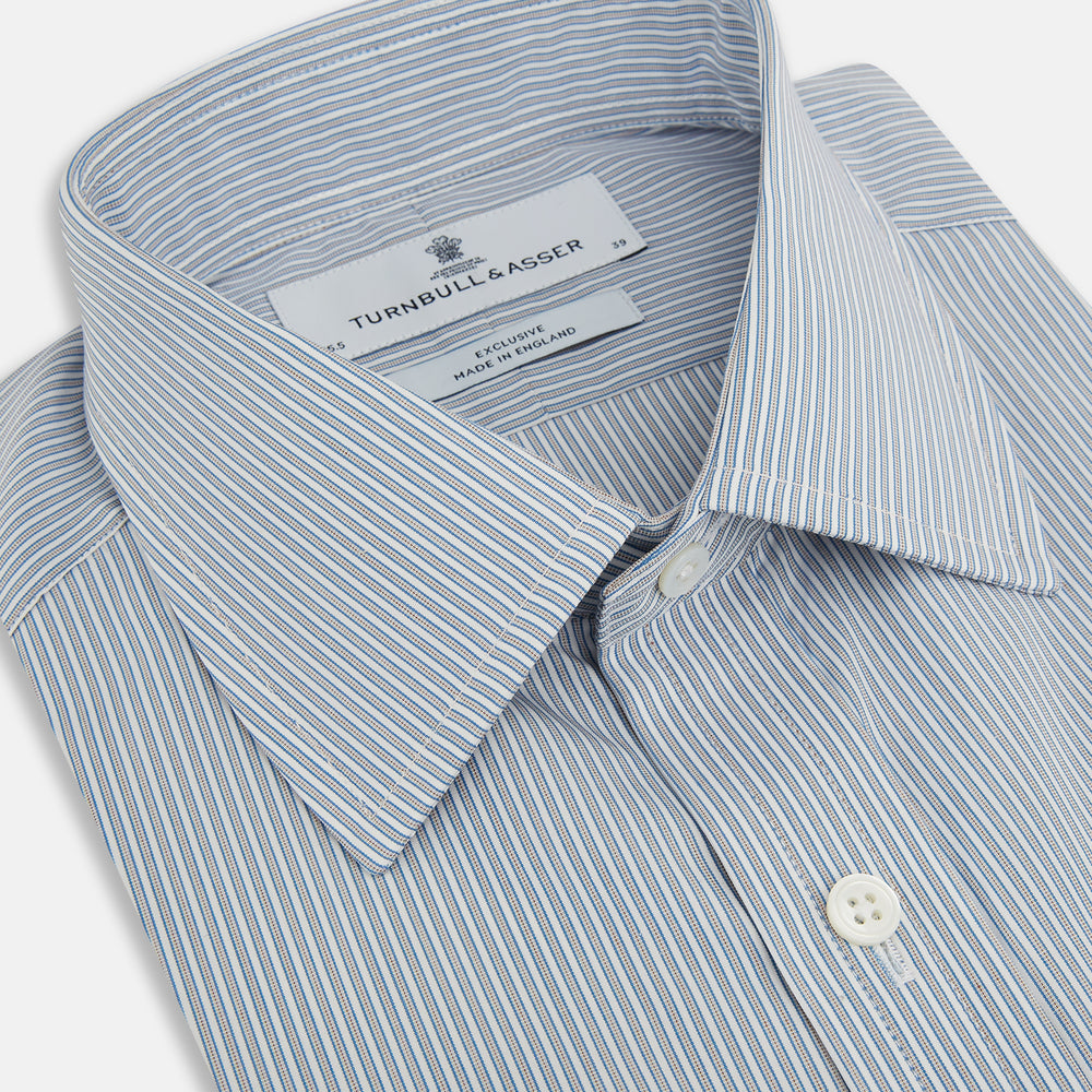 Blue and Brown Ticking Stripe Mayfair Shirt