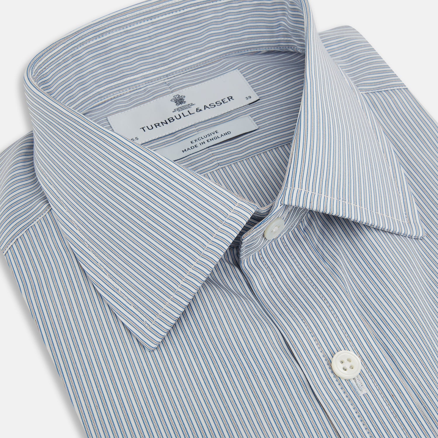 View 2 of product Blue and Brown Ticking Stripe Mayfair Shirt