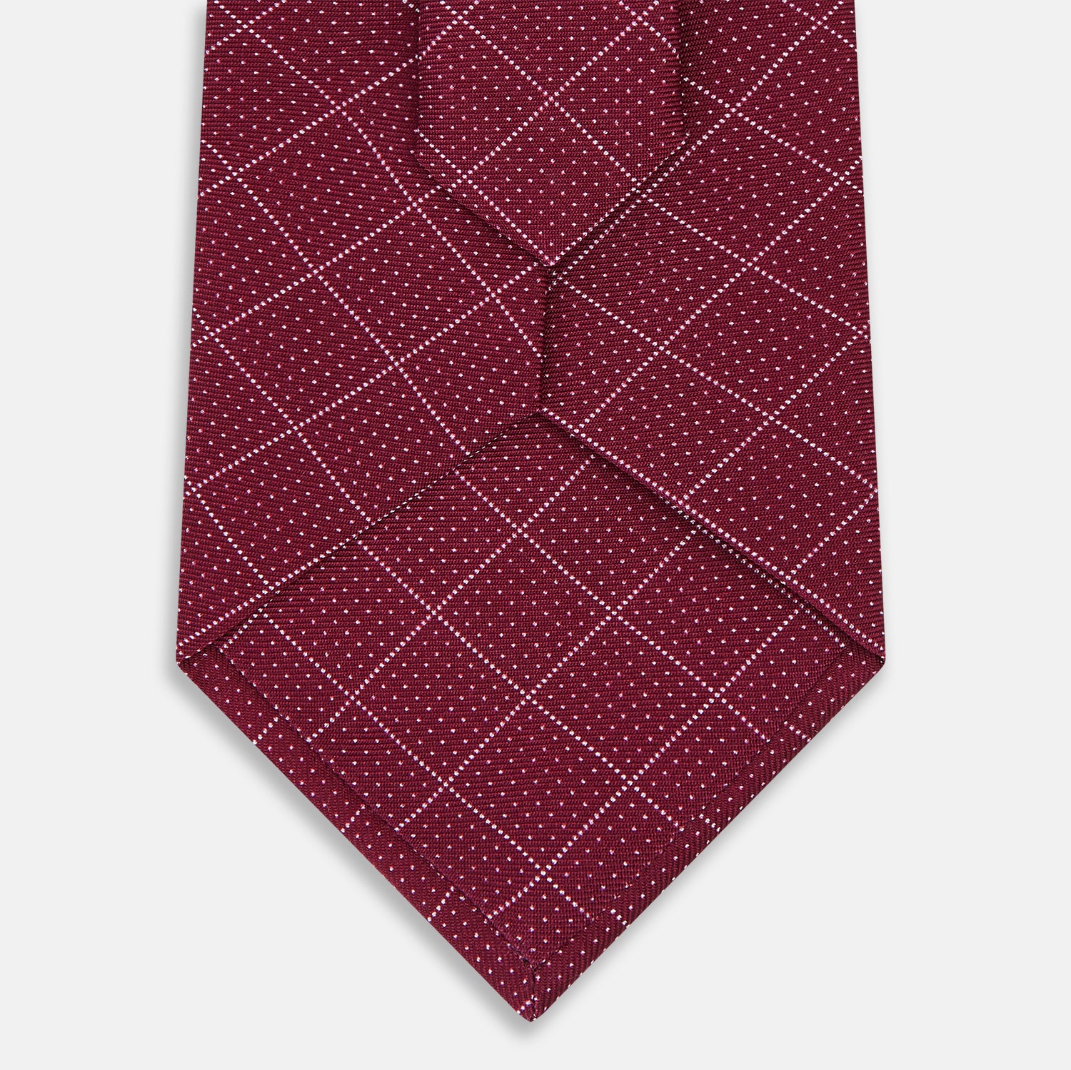 View 3 of product Burgundy Dotted Check Pattern Printed Silk Tie