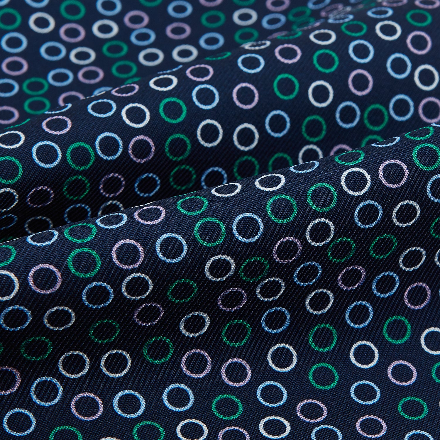 View 4 of product Multicoloured Dark Navy Circle Silk Cravat