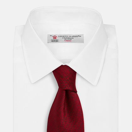 PLAIN HERRINGBONE BURGUNDY TIE Image 1