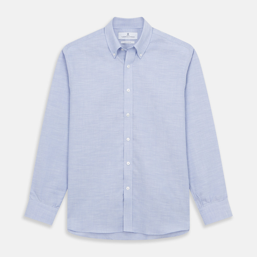 Pale Blue Weekend Fit Hayne Shirt With Dorset Collar And 1-Button Cuffs