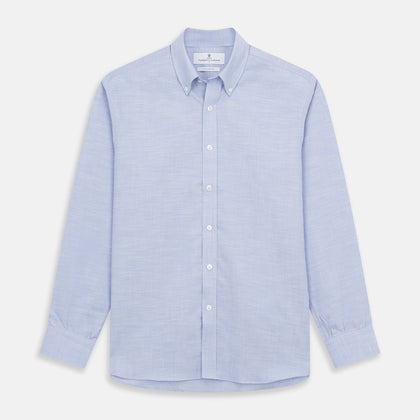 Pale Blue Weekend Fit Hayne Shirt With Dorset Collar And 1-Button Cuffs
