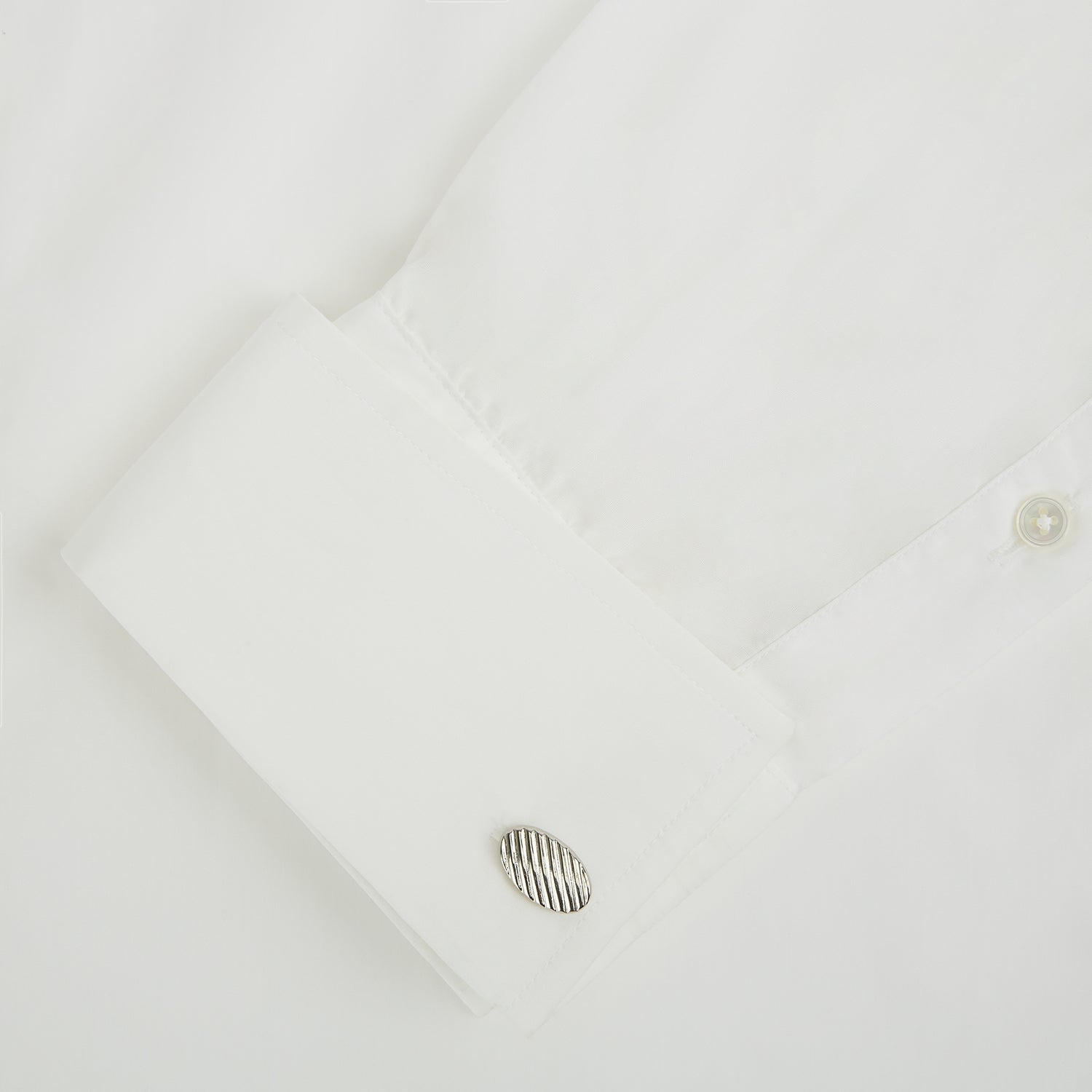 View 3 of product Silver Striped Oval Cufflinks