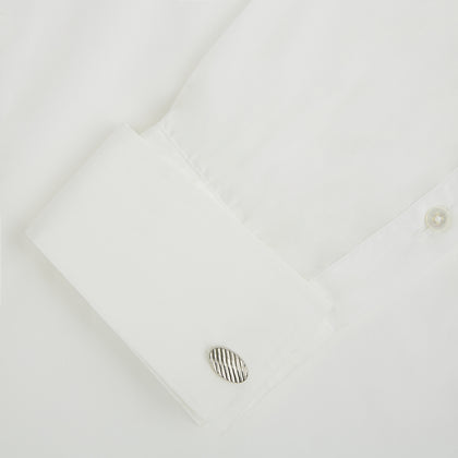 Silver Striped Oval Cufflinks Image 2