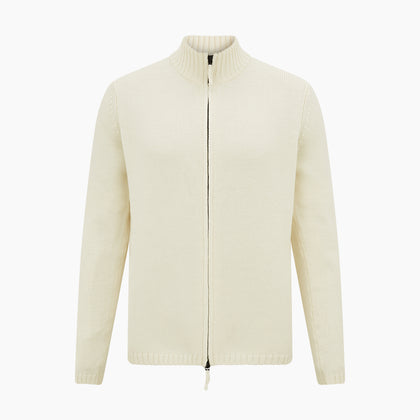 White Merino High Neck Zipped Cardigan Image 4