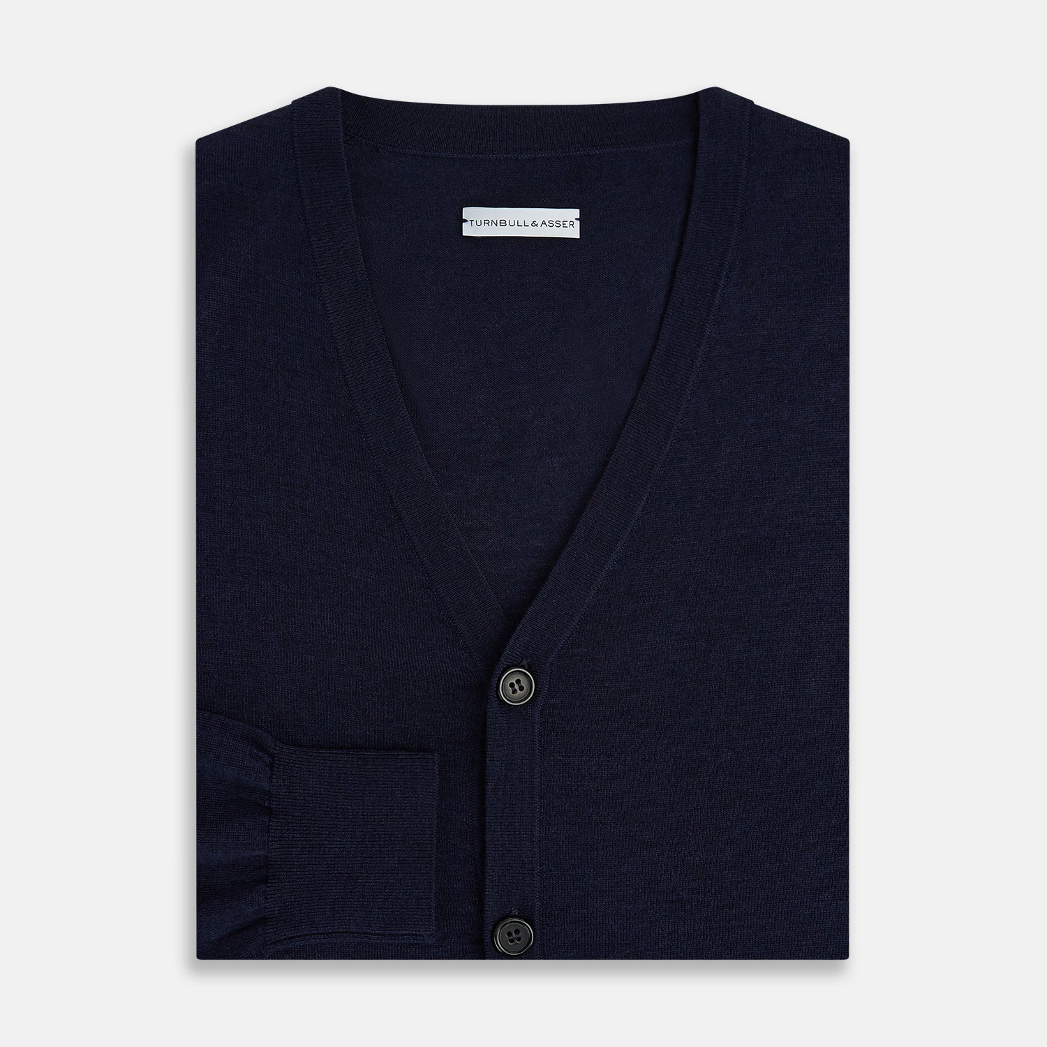 View 4 of product Navy Fine Merino V-Neck Cardigan