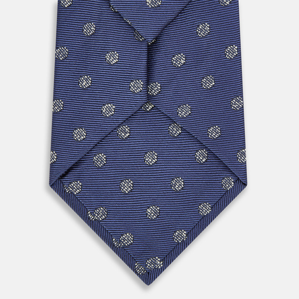 Navy Circle Silk Tie
