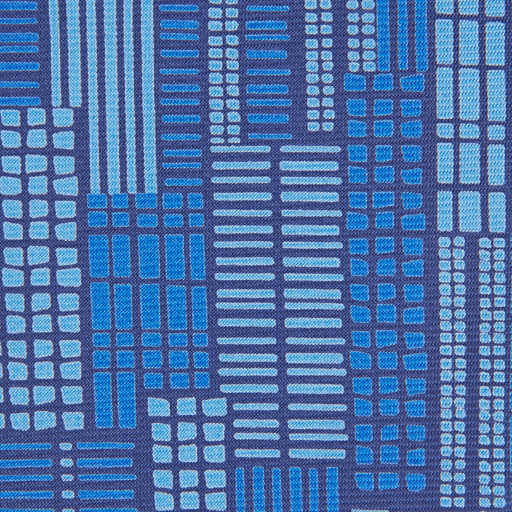 Blue Motif Printed Foulard Silk Tie