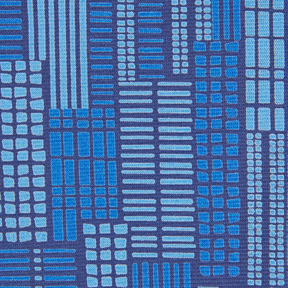 Blue Motif Printed Foulard Silk Tie Image 1