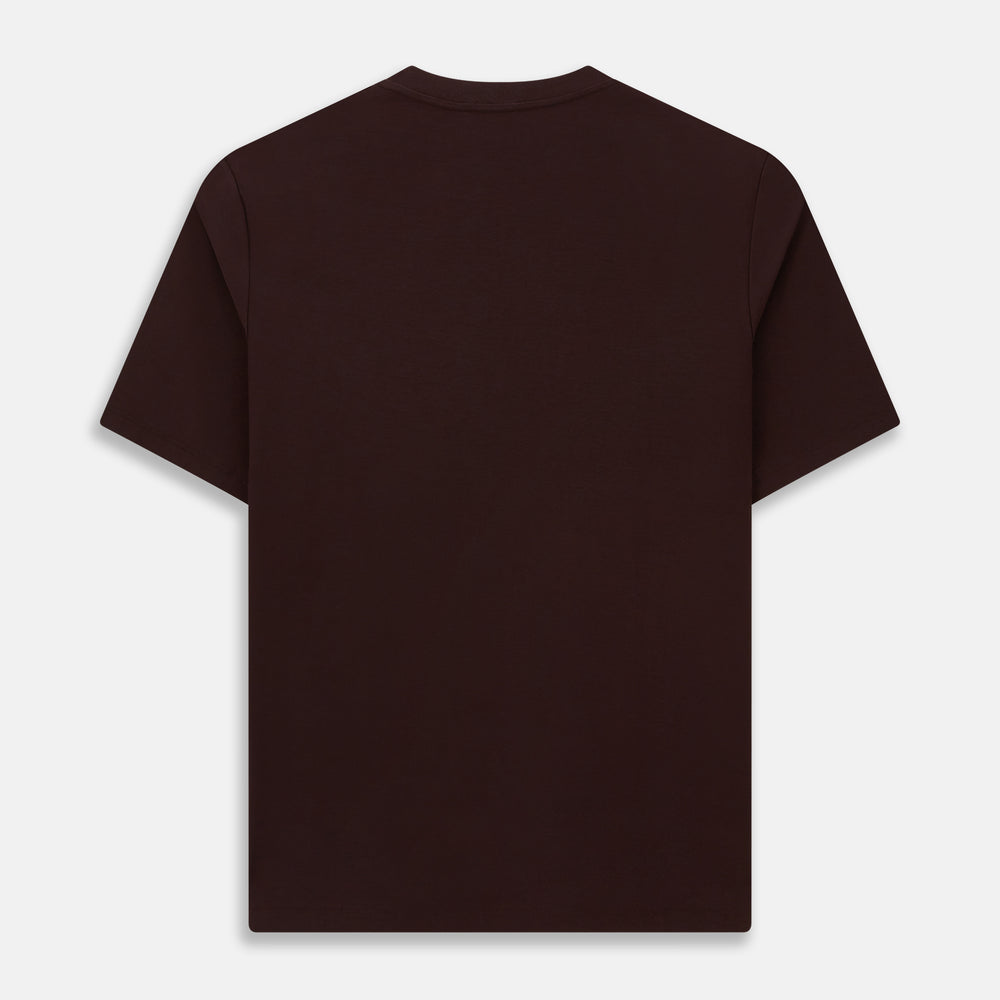 The Turnbull & Asser Burgundy Short-Sleeve T-shirt features a crew neckline and quality fabric, shown on a white background—ideal for versatile everyday wear.