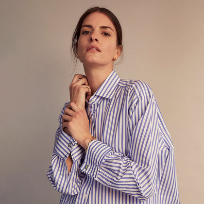 Pale Blue Candy Stripe Cotton Marlene Shirt Image 5
