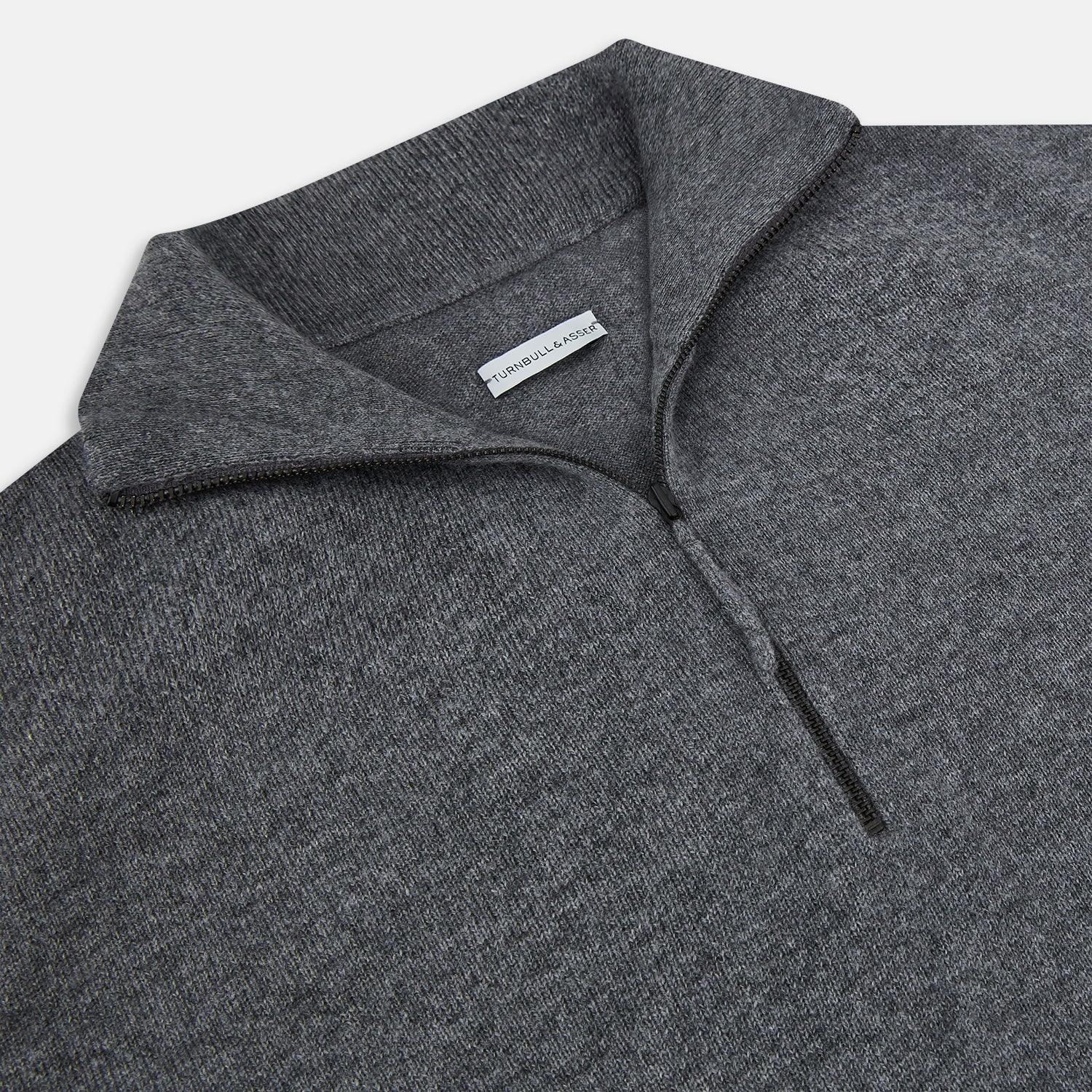 View 2 of product Slate Grey Melange Half-Zip Cashmere Jumper