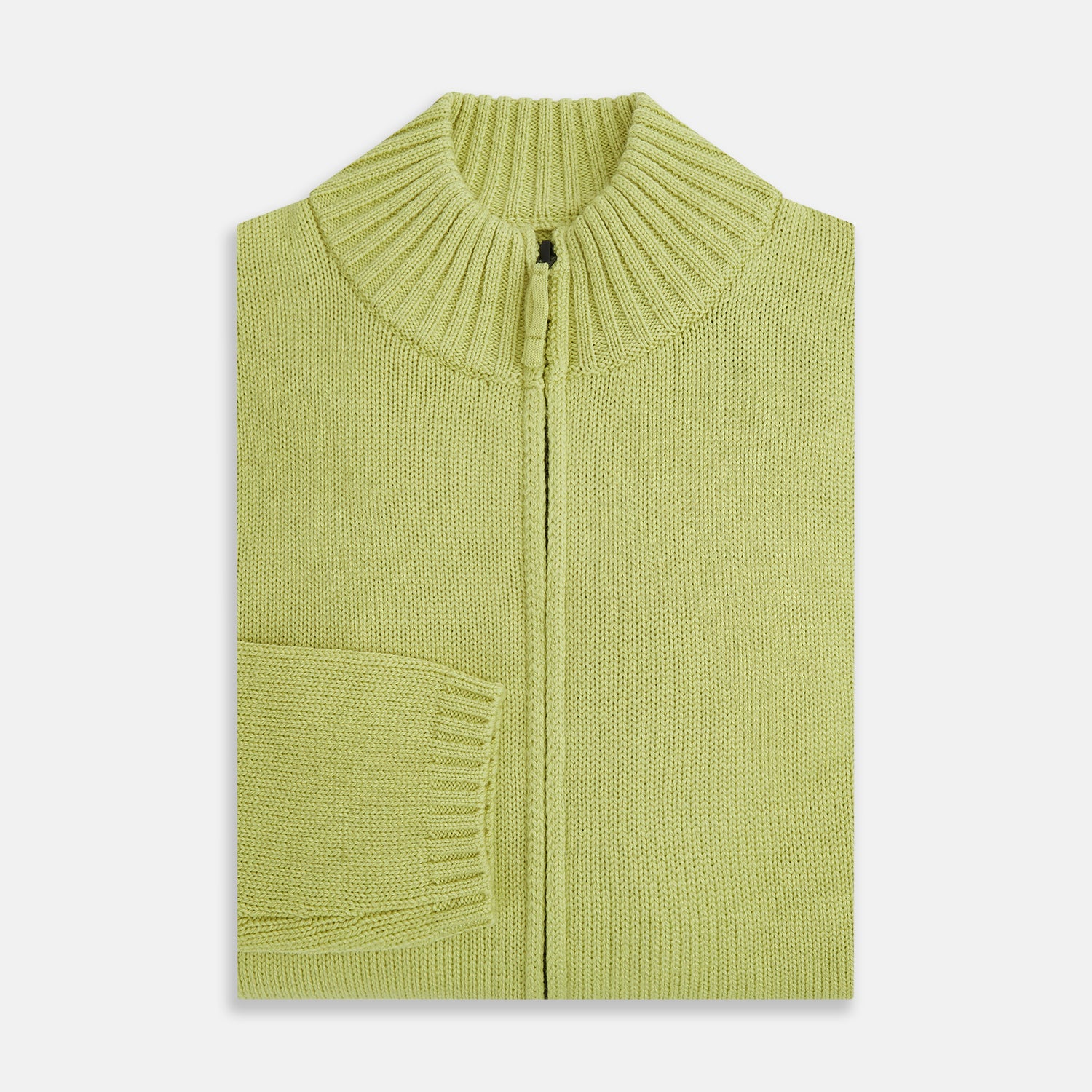 View 4 of product Melon Green Merino High Neck Zipped Cardigan