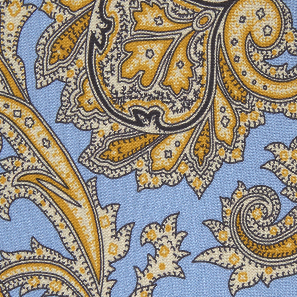 <div>Light Blue and Yellow Large Paisley Silk Tie</div>