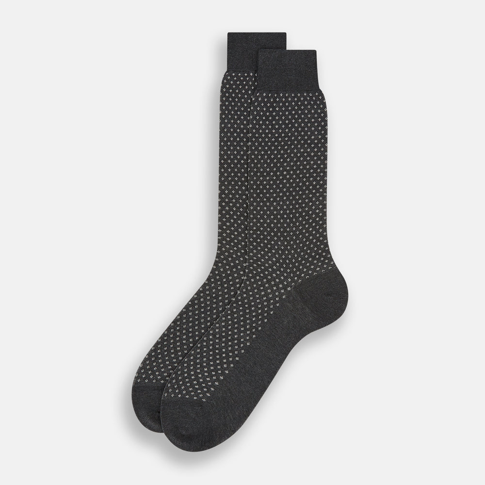 Grey Motif Mid-Length Socks