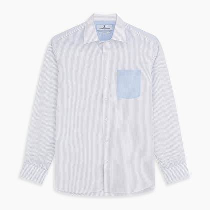 White and Blue Stripe Cotton RE-PURPOSE Weekend Fit Finch Shirt Image 5