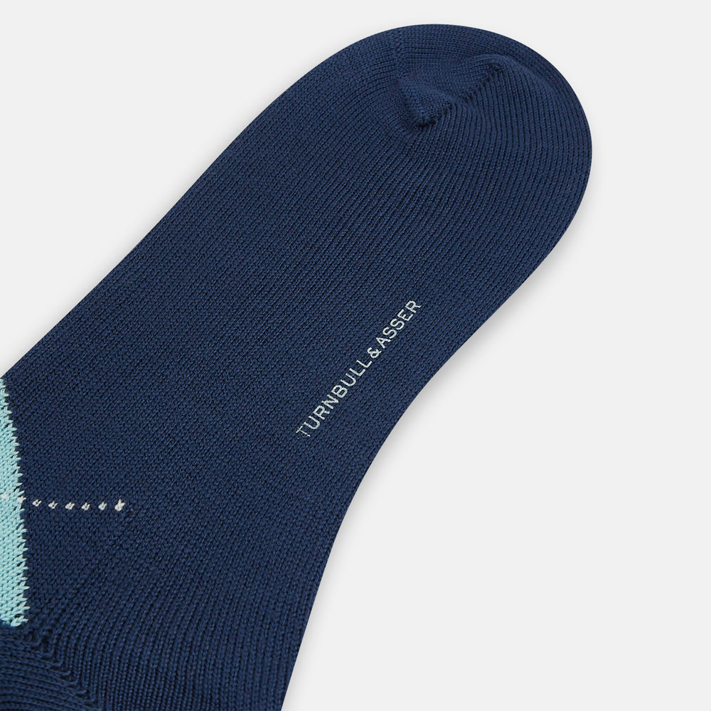 Azzurro Wool Check Mid-Length Socks