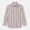 View 1 of product Red, Blue & White Stripe Weekend Fit Shirt with Derby Collar & 1-Button Cuffs