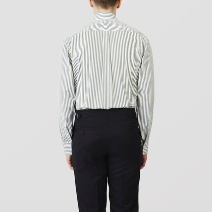 Green Stripe Weekend Fit Shirt with Derby Collar and 1-Button Cuffs Image 2