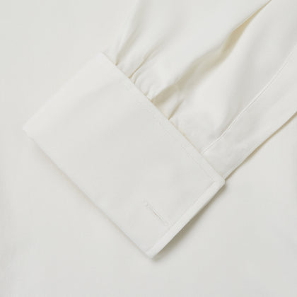 Cream Silk Tailored Fit Shirt Image 3