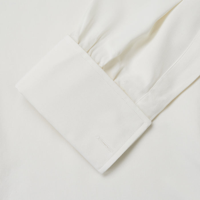 Cream Silk Tailored Fit Shirt Image 3