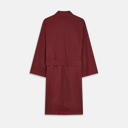 Burgundy Cotton-Cashmere Kimono Gown Image 4