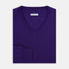 View 4 of product Purple Merino V-Neck Jumper