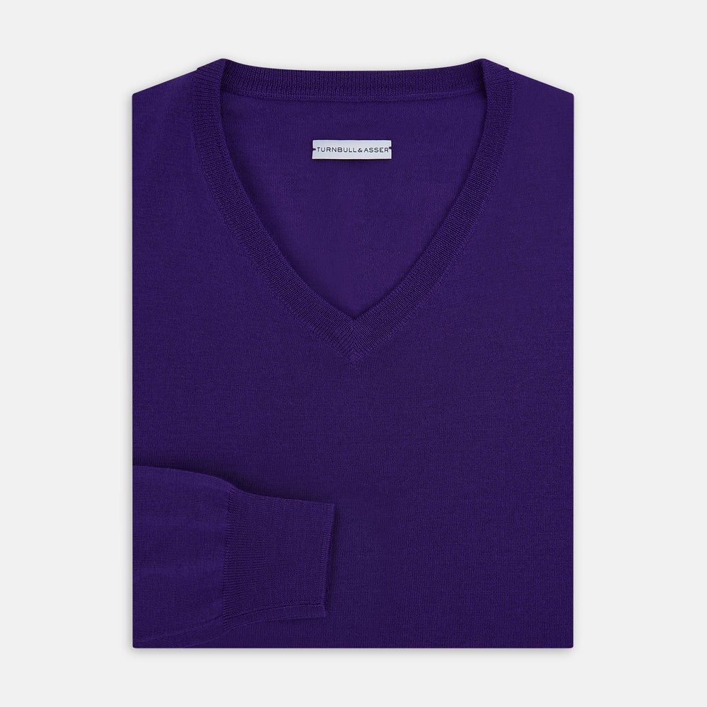 Purple Merino V-Neck Jumper