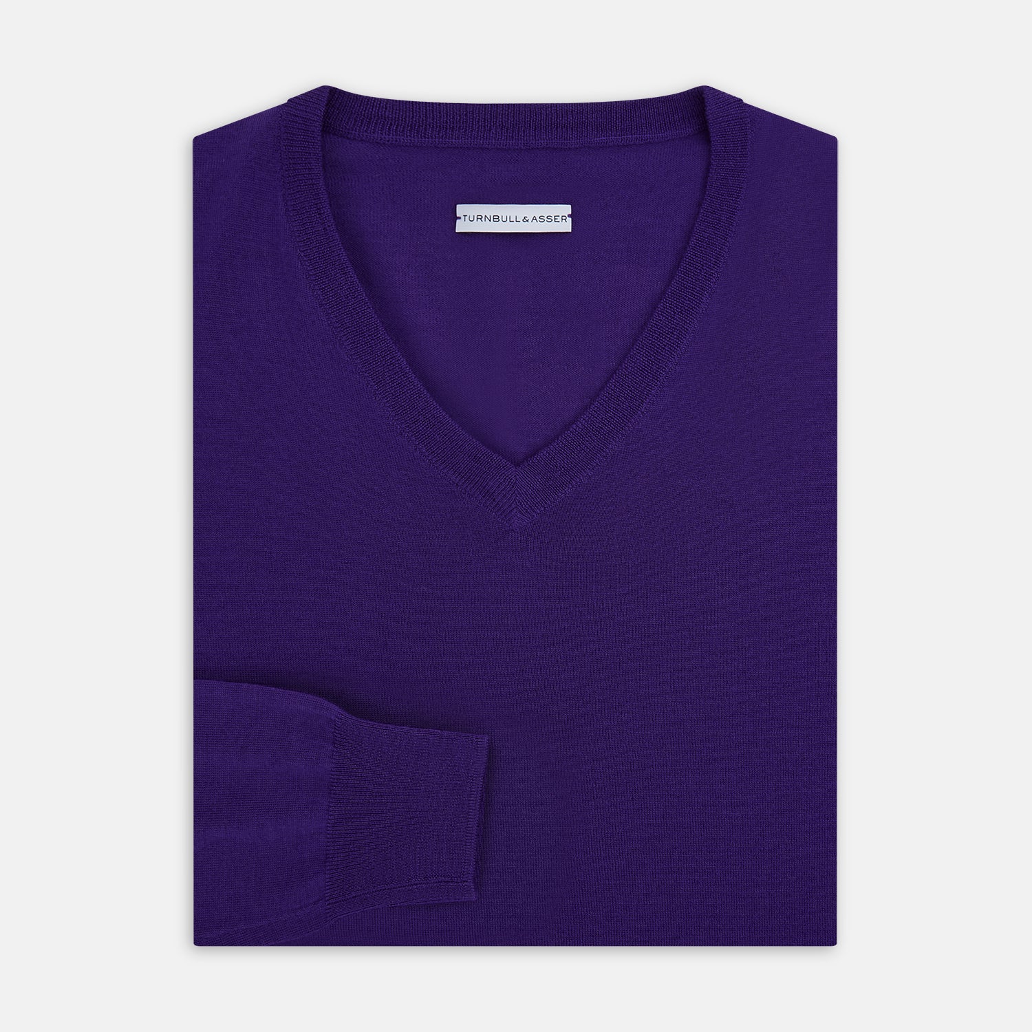 View 4 of product Purple Merino V-Neck Jumper