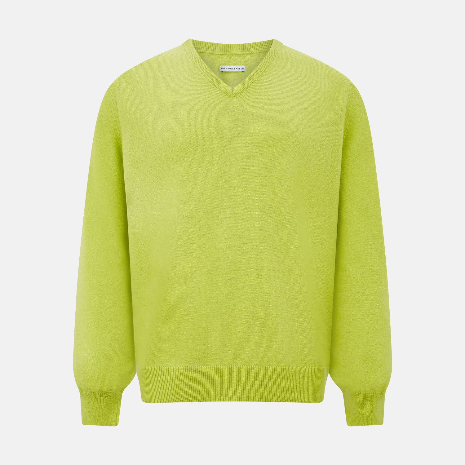 Lemon Green Cashmere V-neck Jumper