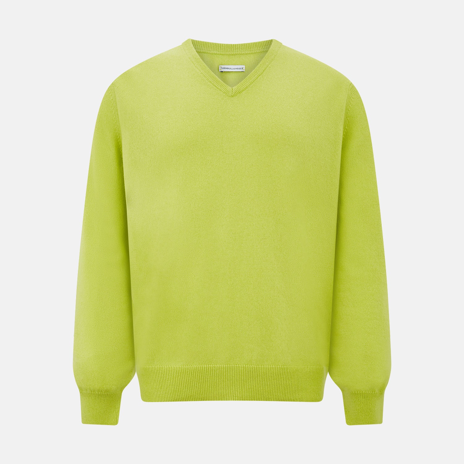 View 1 of product Lemon Green Cashmere V-neck Jumper