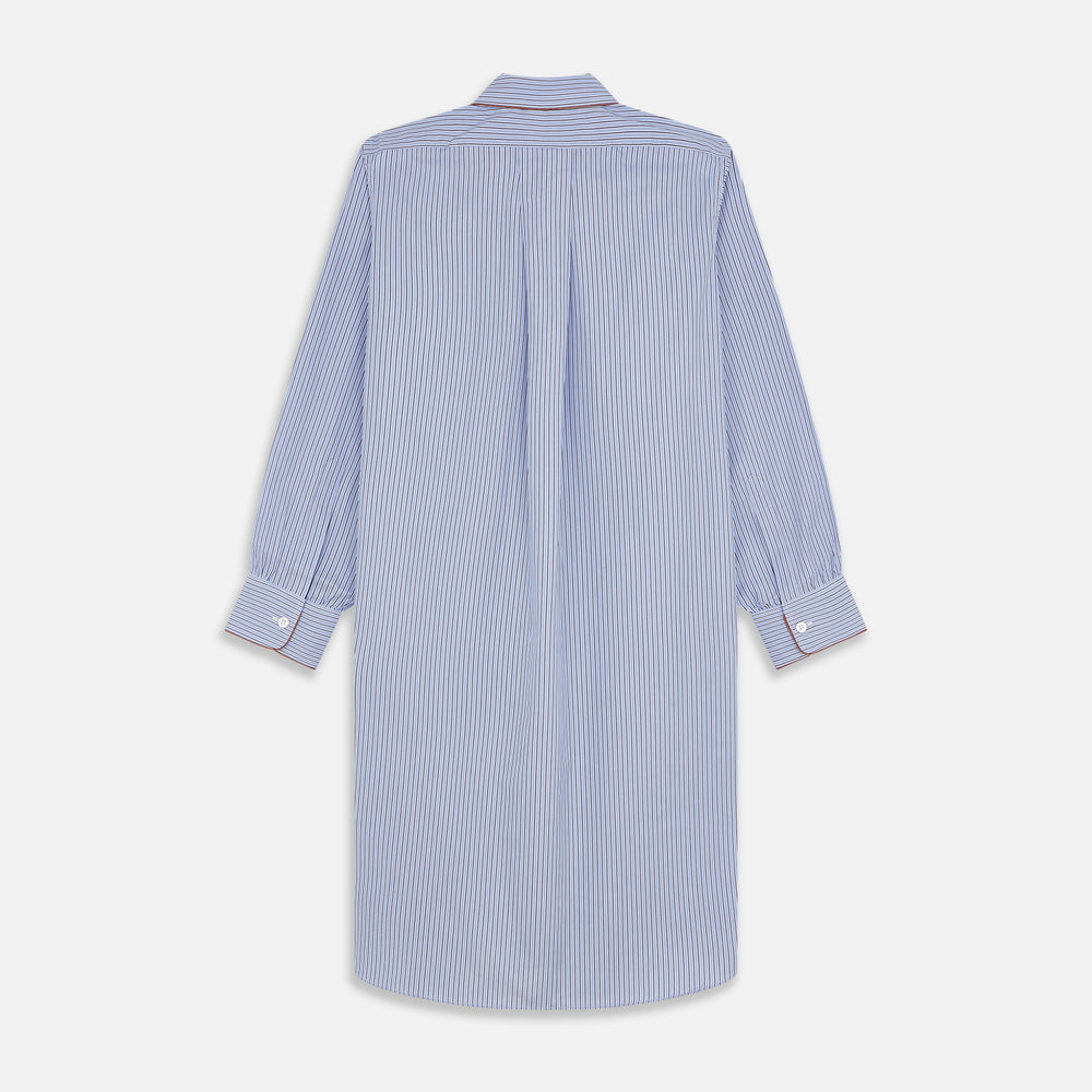 Blue and Navy Halo Stripe Cotton Sussex Nightshirt