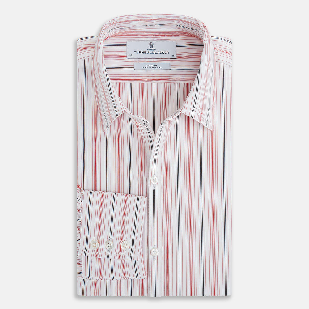 Red Multi Pencil Stripe Windsor Shirt