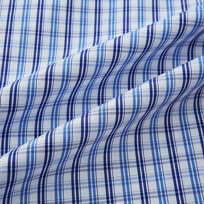 Blue and Navy Multi Check Piccadilly Shirt Image 5