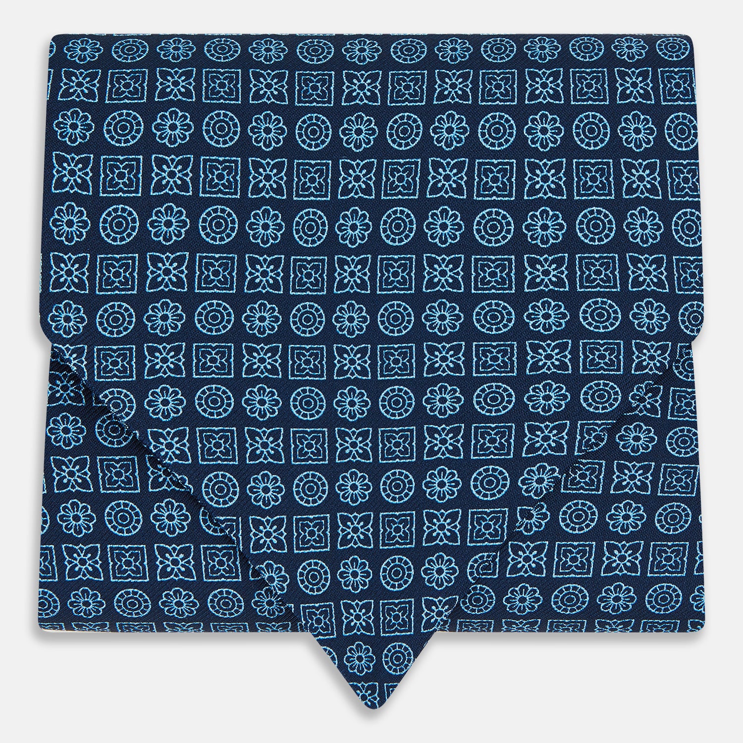 View 1 of product Dark Navy Floral Tile Pattern Printed Silk Cravat