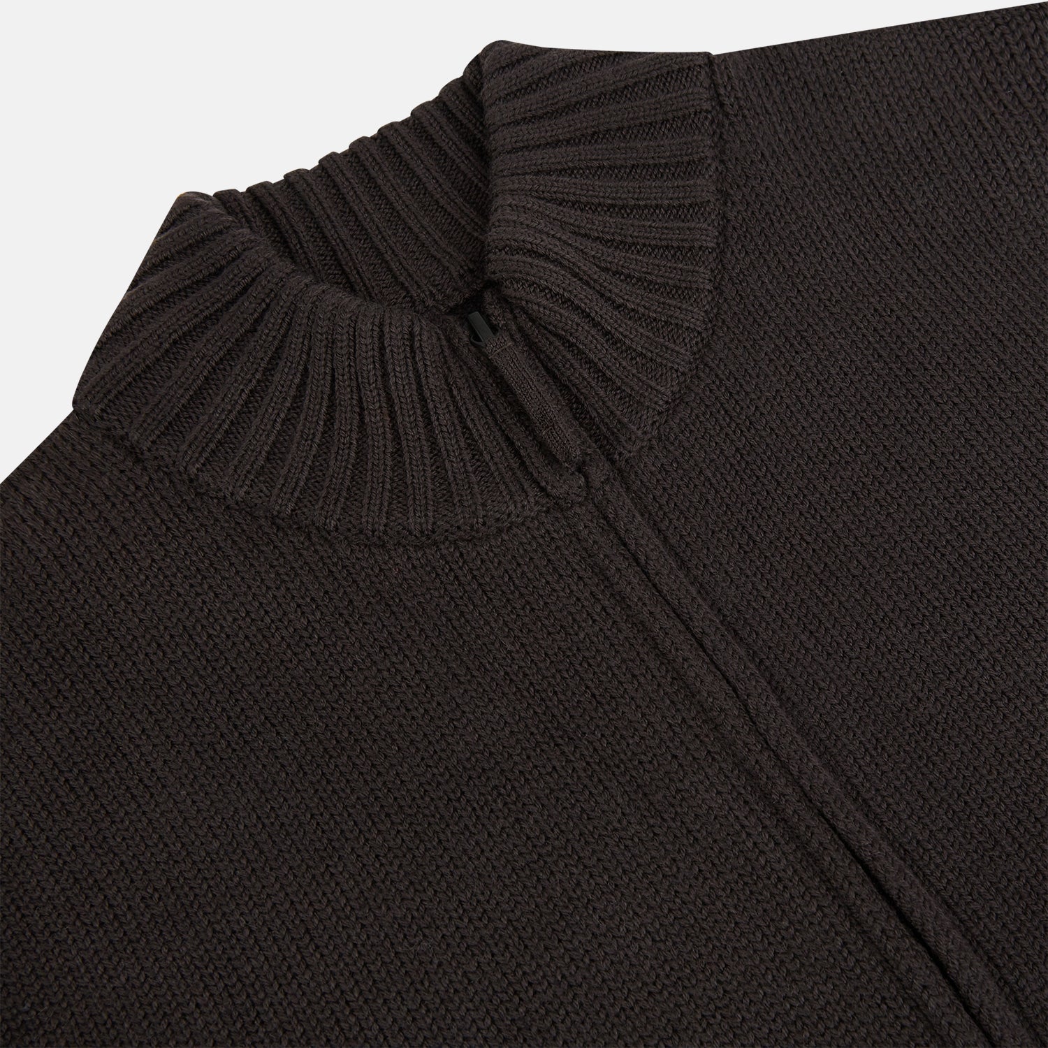 View 2 of product Brown Merino High Neck Zipped Cardigan