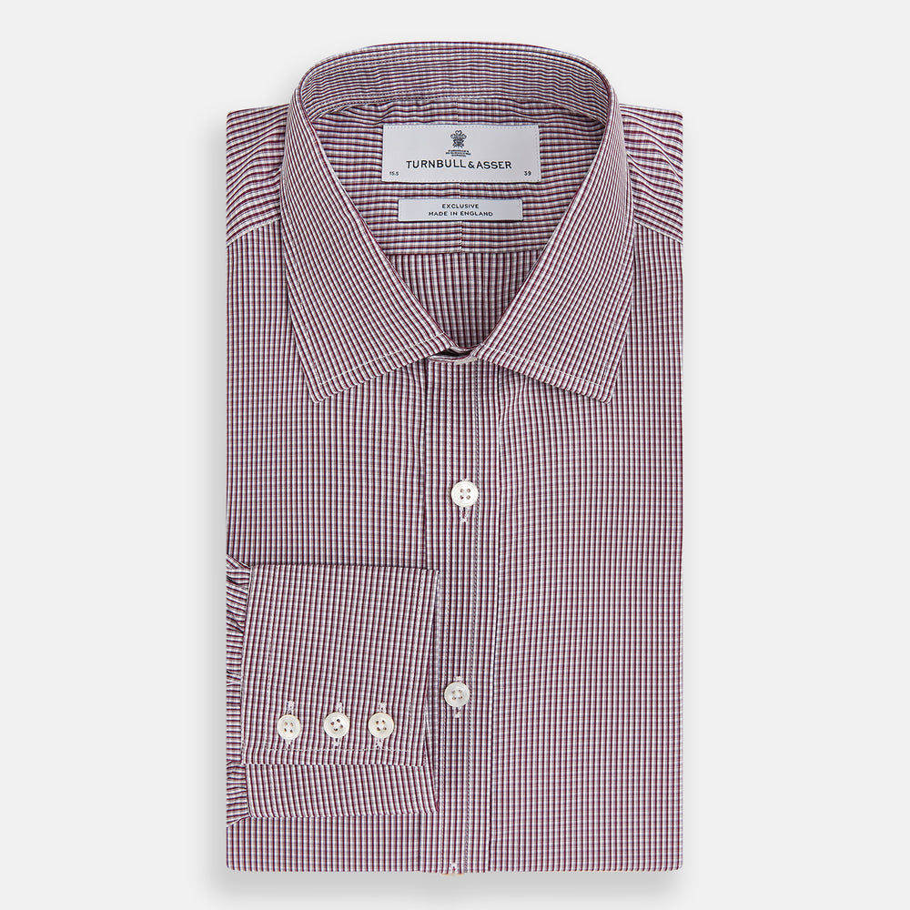 Burgundy Micro Check Mayfair Shirt