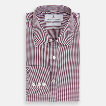 Burgundy Micro Check Mayfair Shirt Image 4